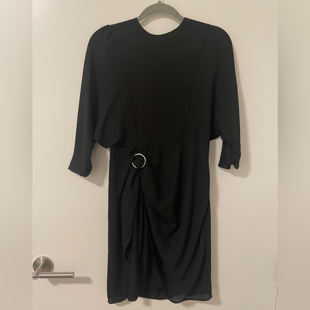 Kooples short black dress with metal ring